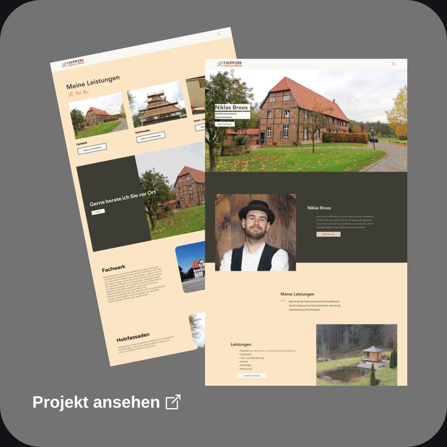 Webseite für einen Handwerksbetrieb