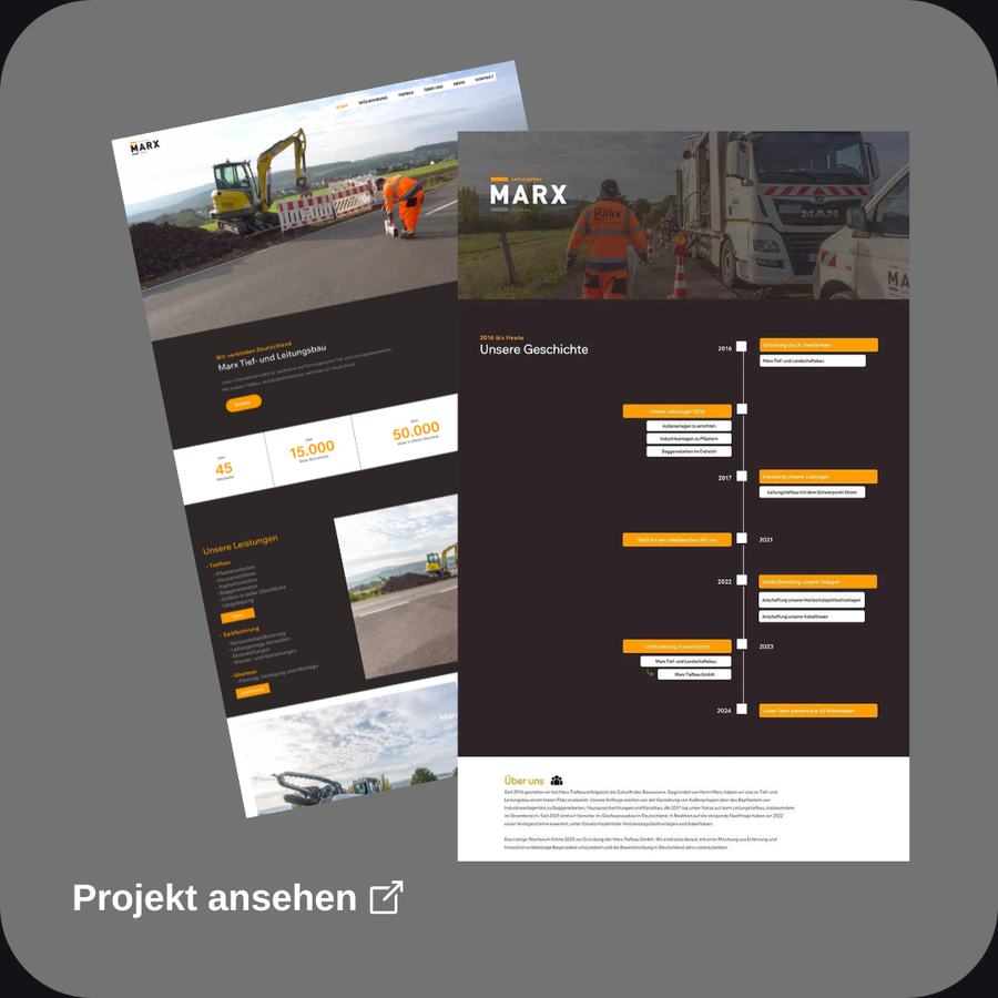 Webseite für einen Handwerksbetrieb
