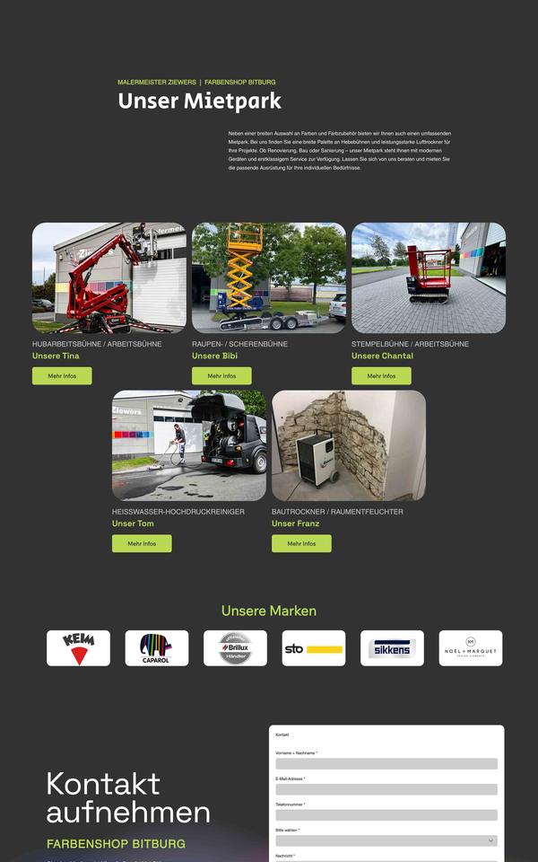 Webseite eines Handwerksbetriebs